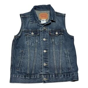 Levi's 100% Cotton Dark Wash Denim Jean Vest Women's Medium